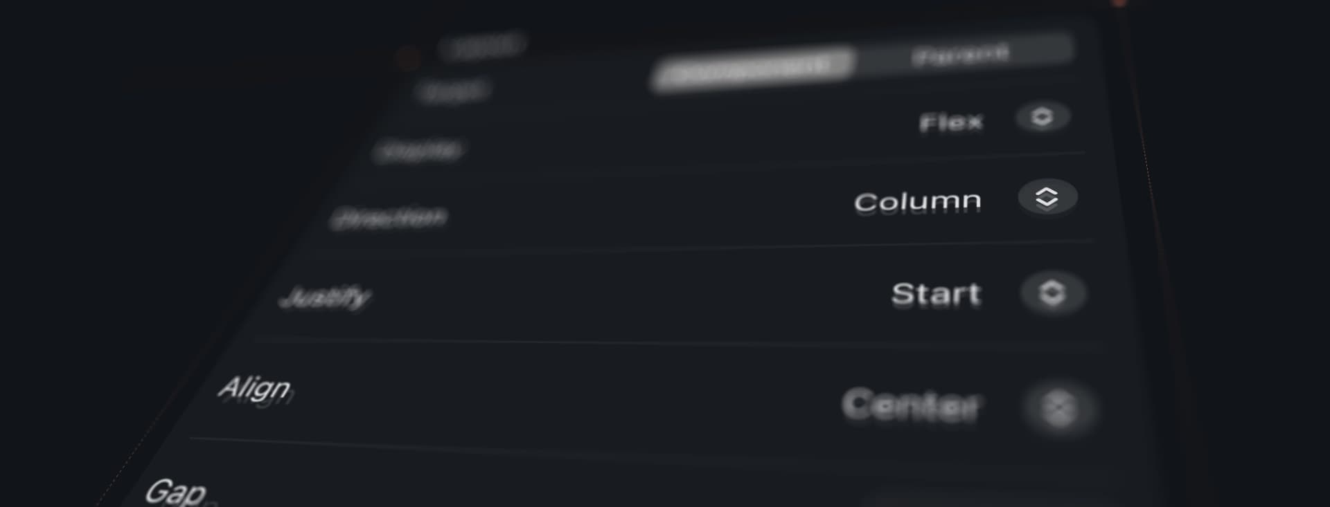 Decise showing the Layout & Spacing inspector with live controls for alignment, margins, and padding.